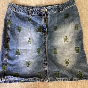 Lilly Pulitzer Jean Skirt Embroidered Green Lobsters Size 8